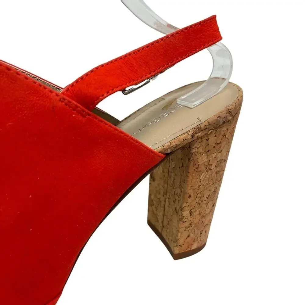 BCBGENERATION BCBG GENERATION Loriah X Bright Orange Red Block Heels Sandals 9.5